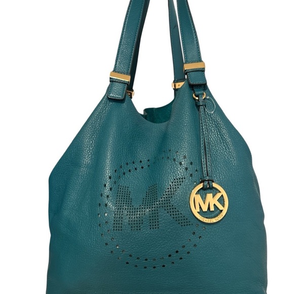 Michael Kors Handbags - Michael Kors hobo perforated logo teal leather bag